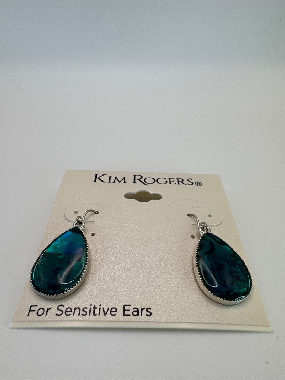 Kim Rogers Teardrop Dangle Earrings in Deep Teal and Aqua